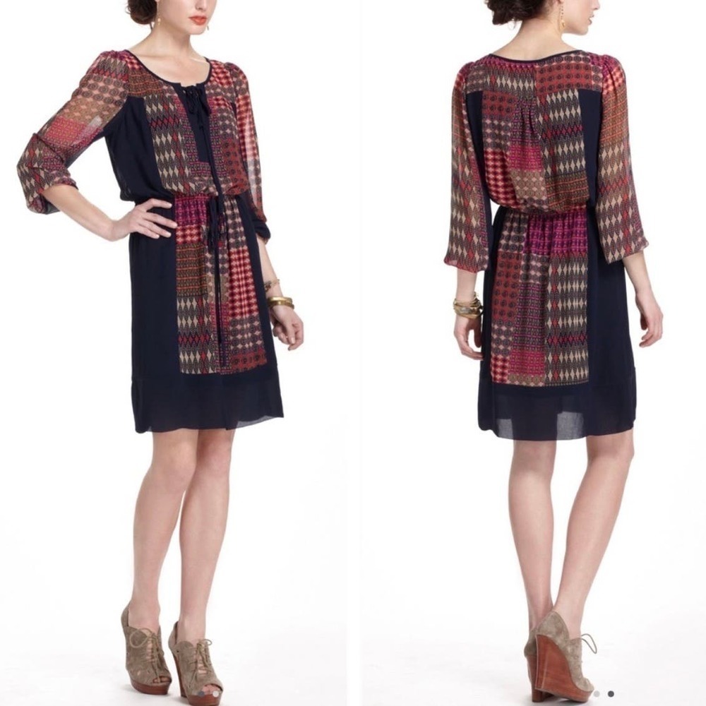 Antropologie Maeve Rosalie Peasant Dress Size Medium Patchwork Boho